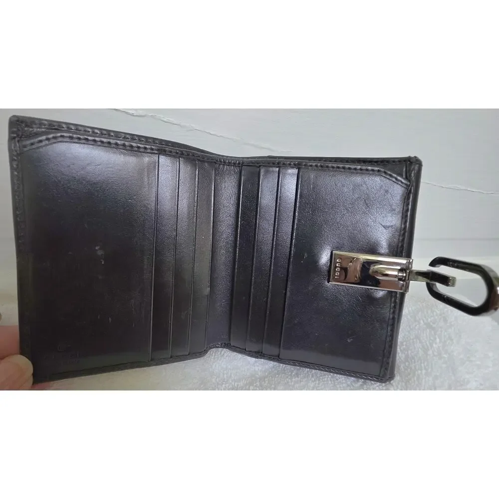 Gucci Men's Black G-Clasp Bifold Wallet w/Credit Card Slots Italy w/COA